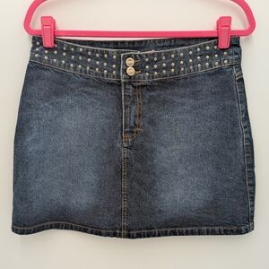 VTG Joujou Studded Denim Mini Micro Skirt 13/14 Y2K Grunge Indie Sleaze 90s
